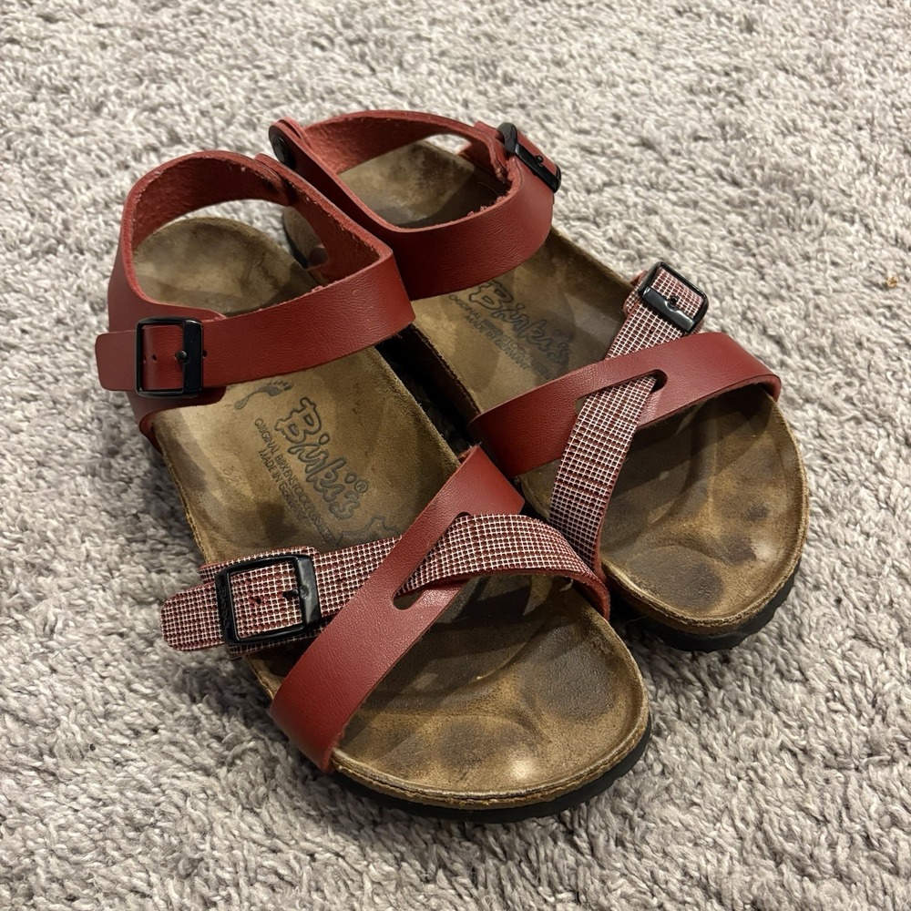 Women's Birki's BIRKENSTOCK Roma Red Cute Double Buckle Slingback Sandals Size 6